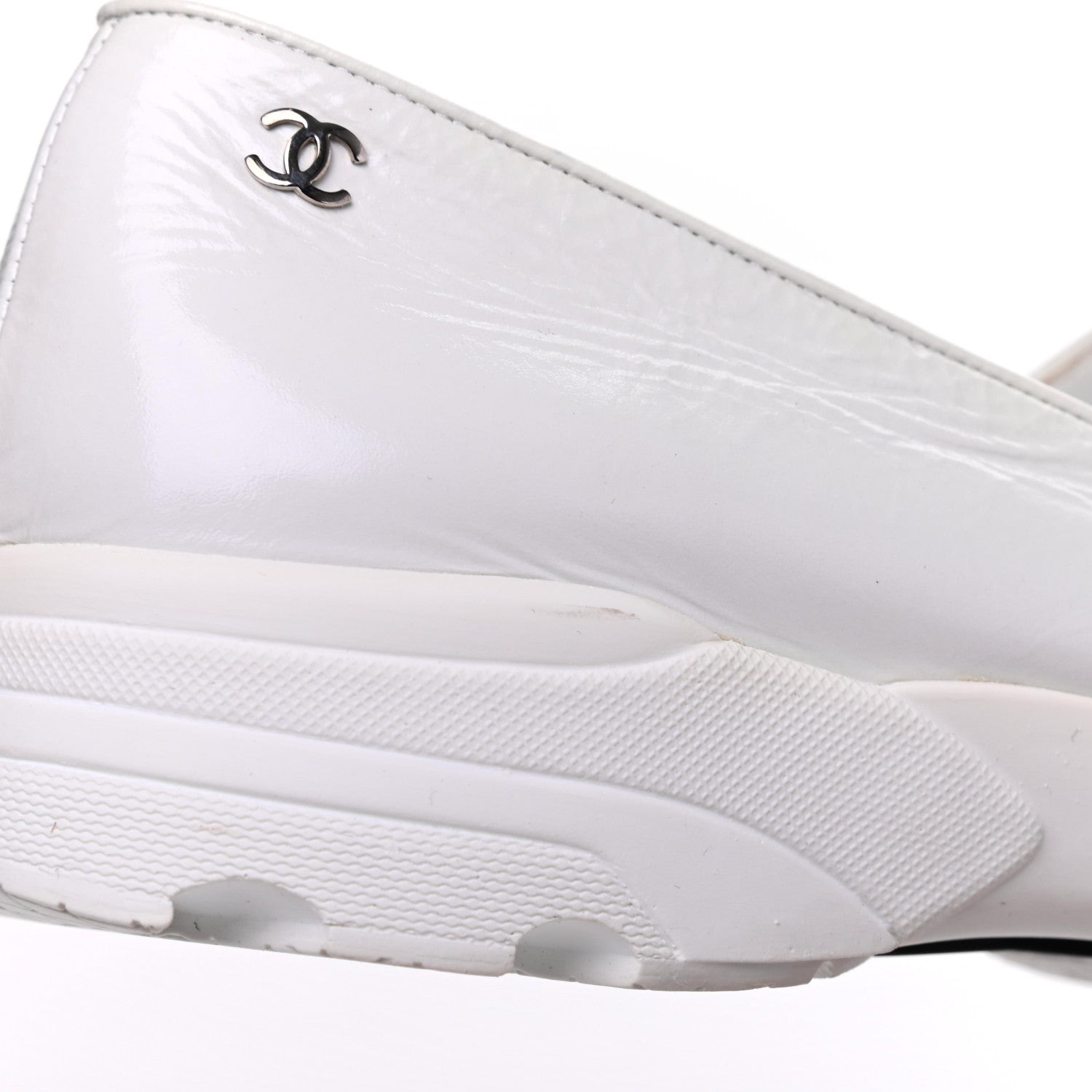 Chanel Patent Calfskin Mary Jane Strap Pumps 37 White 10 of 12
