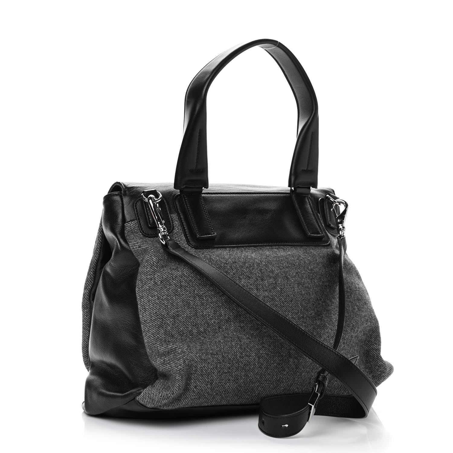 Givenchy Tweed Wool Calfskin Medium Pandora Pure Flap Bag Dark Grey Black 2 of 4