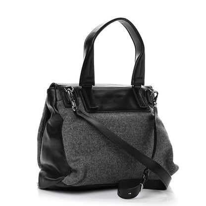 Givenchy Tweed Wool Calfskin Medium Pandora Pure Flap Bag Dark Grey Black 2 of 4
