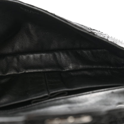 Chanel Metallic Snakeskin Sequin Flap Black 5 of 14