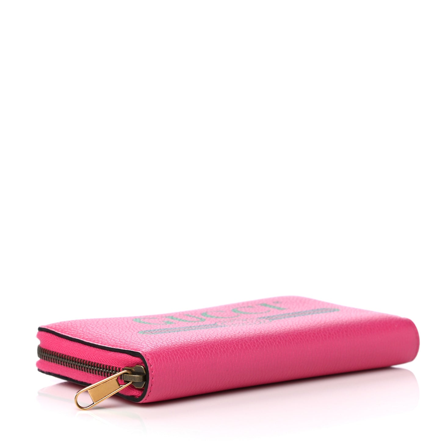 Grained Calfskin Logo Zip Around Wallet Box Pink Green
