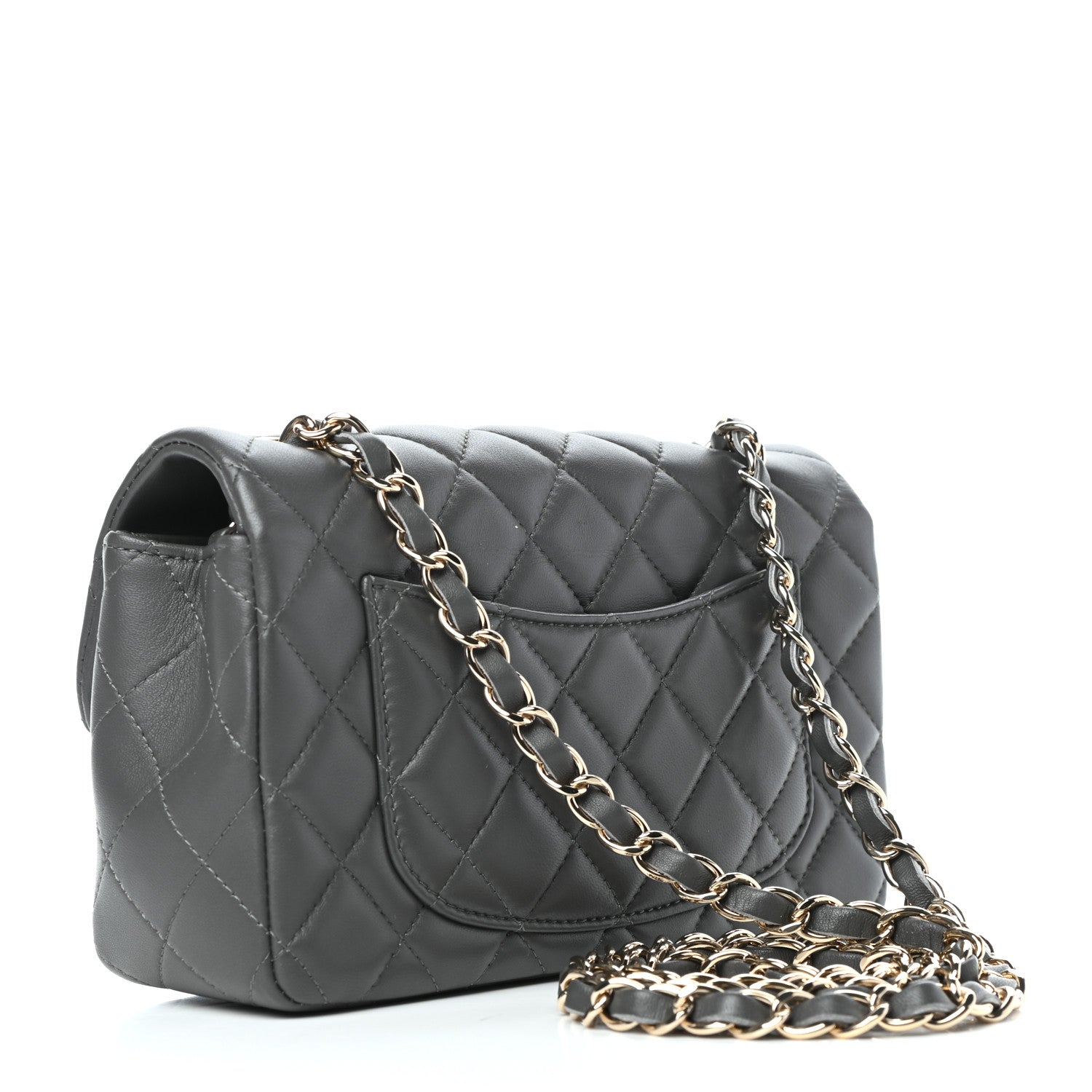 Chanel Lambskin Quilted Mini Rectangular Flap Grey 3 of 10