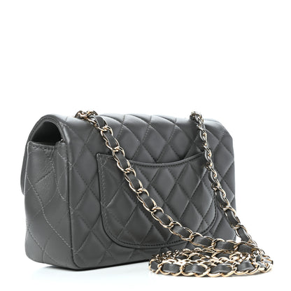 Chanel Lambskin Quilted Mini Rectangular Flap Grey 3 of 10
