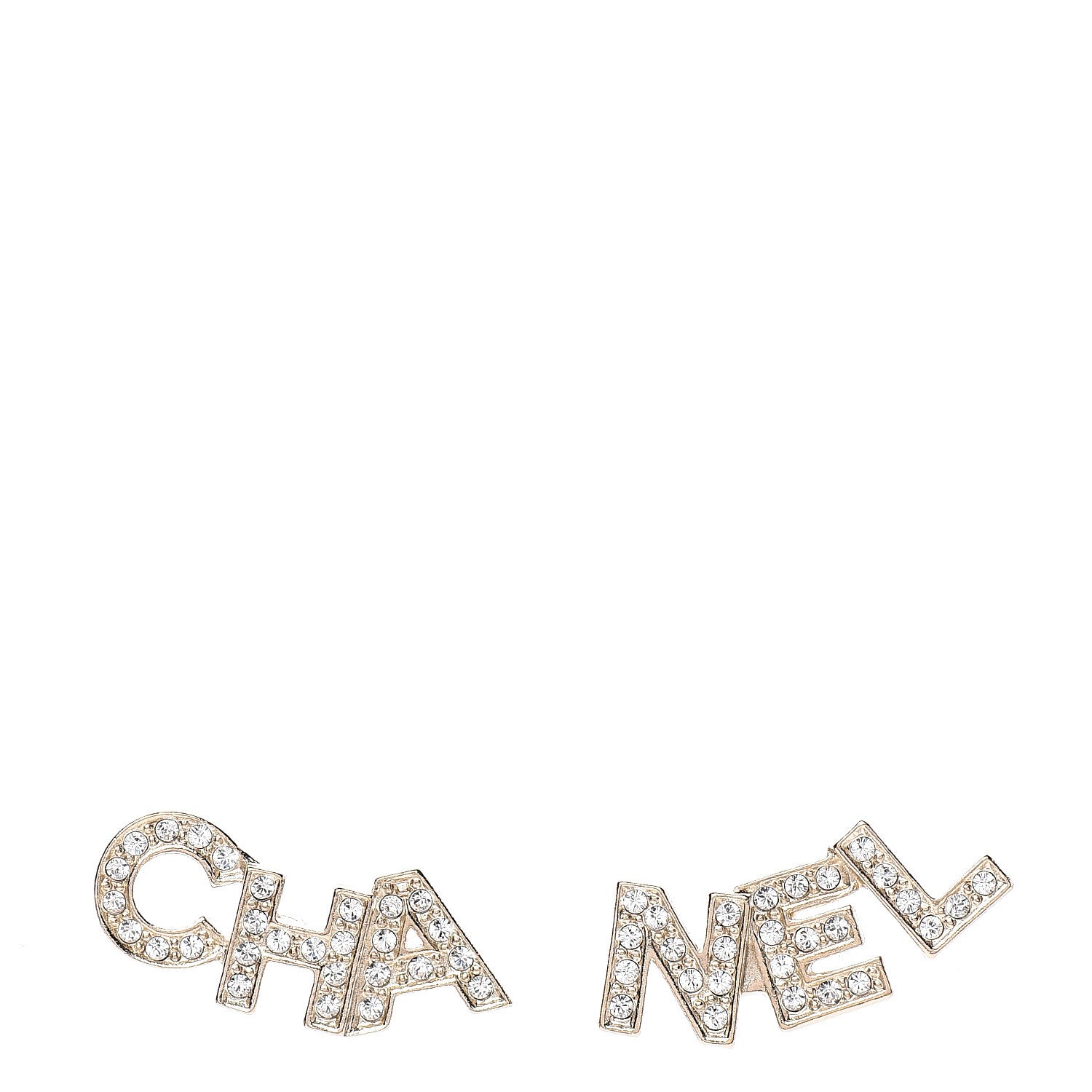 Chanel Crystal Pearl Signature Stud Earrings Gold 1 of 4