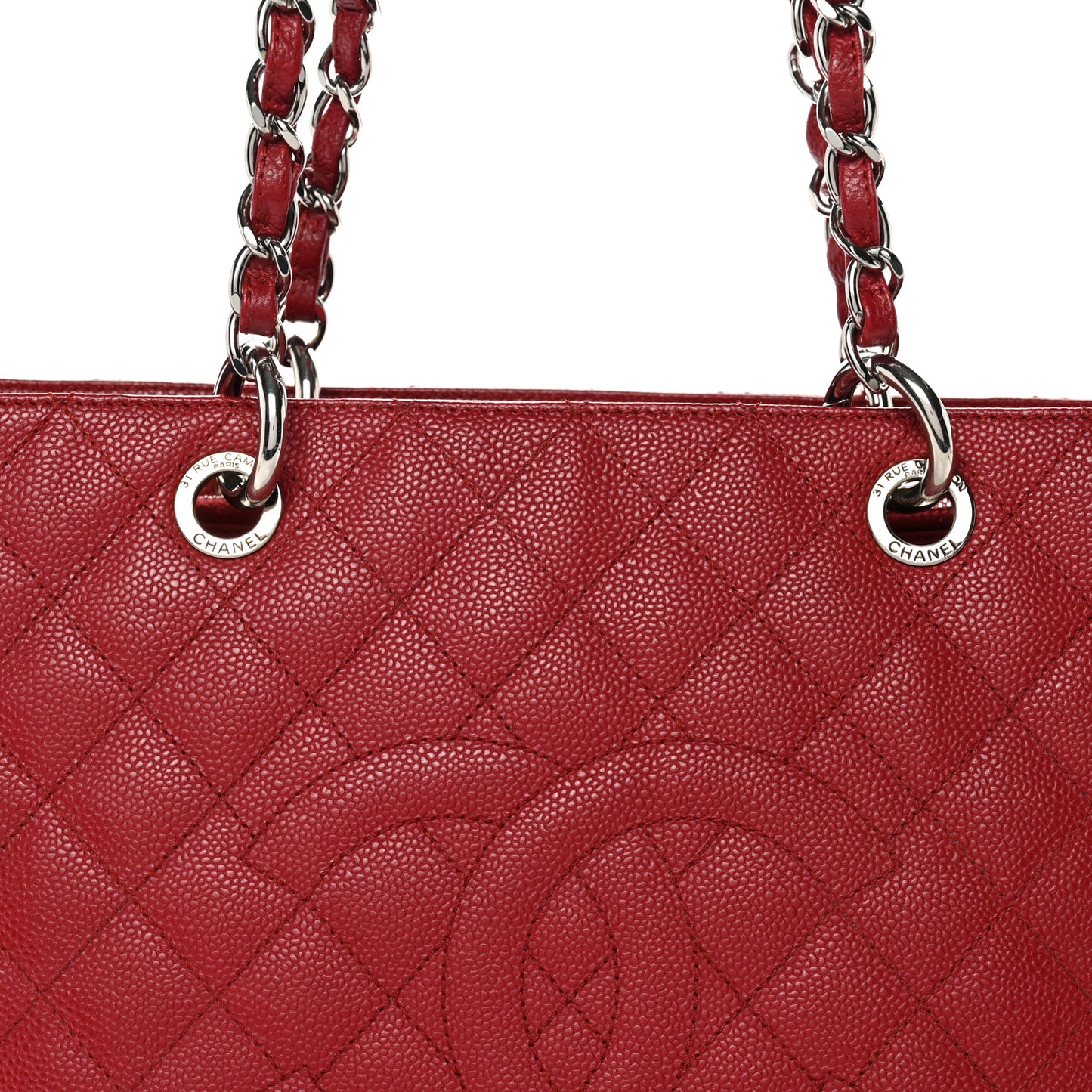 Caviar Quilted Grand Shopping Tote GST Red