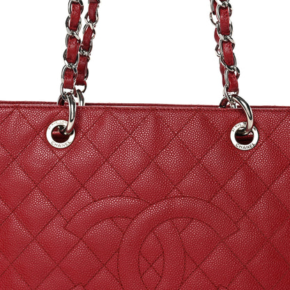 Chanel Caviar Quilted Grand Shopping Tote GST Red 9 of 14