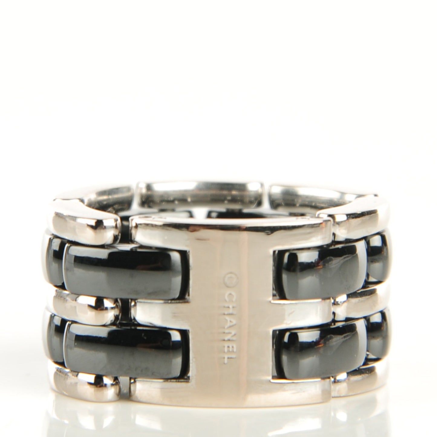 18K White Gold Hematite Large Ultra Ring 6.5 Black