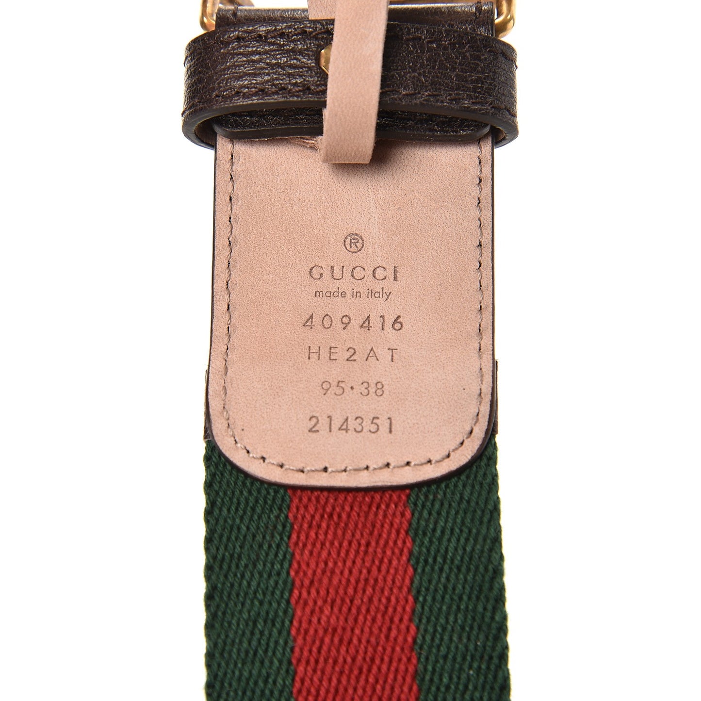 Nylon Textured Calfskin Double G Web 40mm Belt 95 38 Green Red Dark Cocoa