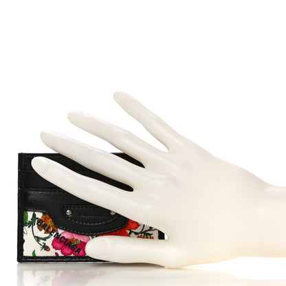 Balenciaga X GUCCI Canvas Azalea Calfskin Flora Logo Print Neo Classic Card Holder White Multicolor Black 2 of 10