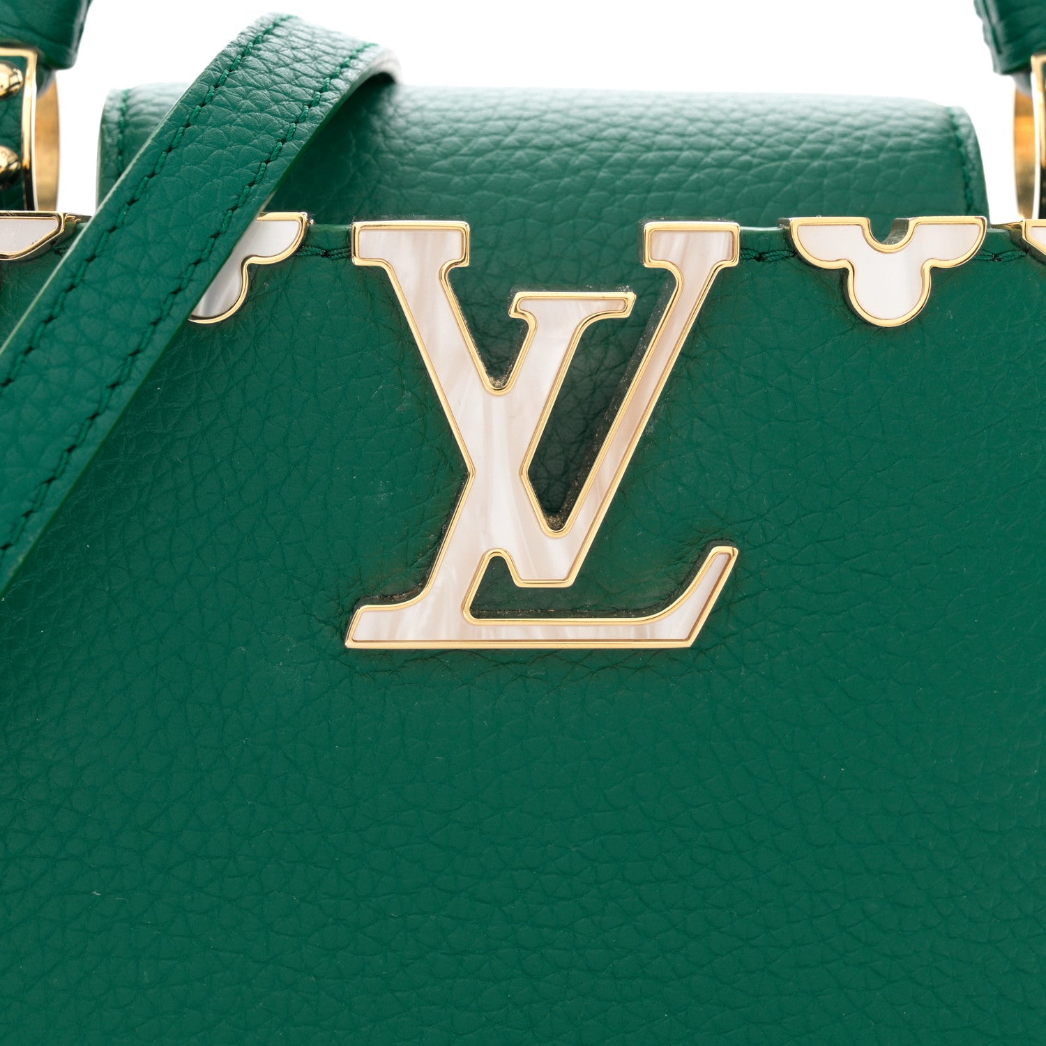 Louis Vuitton Taurillon Embellished Flower Crown Mini Capucines Green 7 of 9