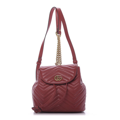 Gucci Calfskin Matelasse GG Marmont Flap Backpack Hibiscus Red 1 of 9