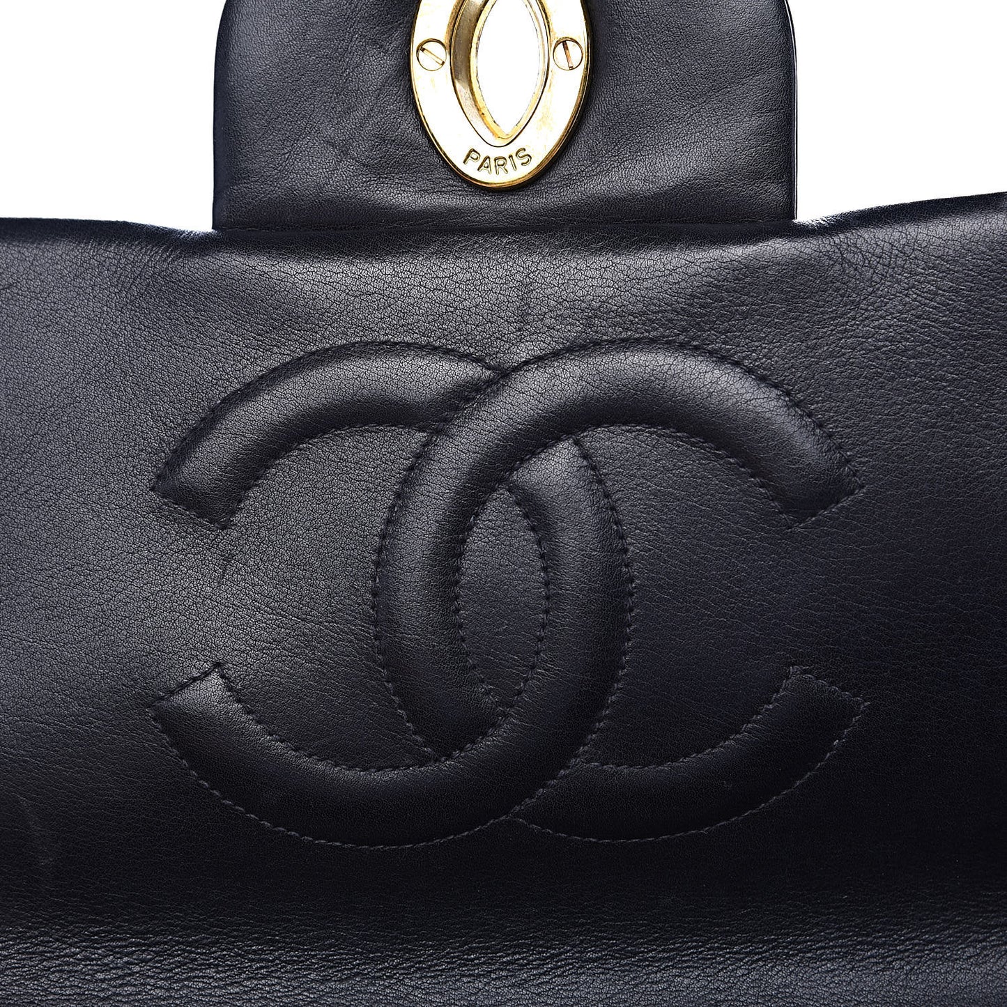 Lambskin Quilted XL Jumbo Single Flap Black