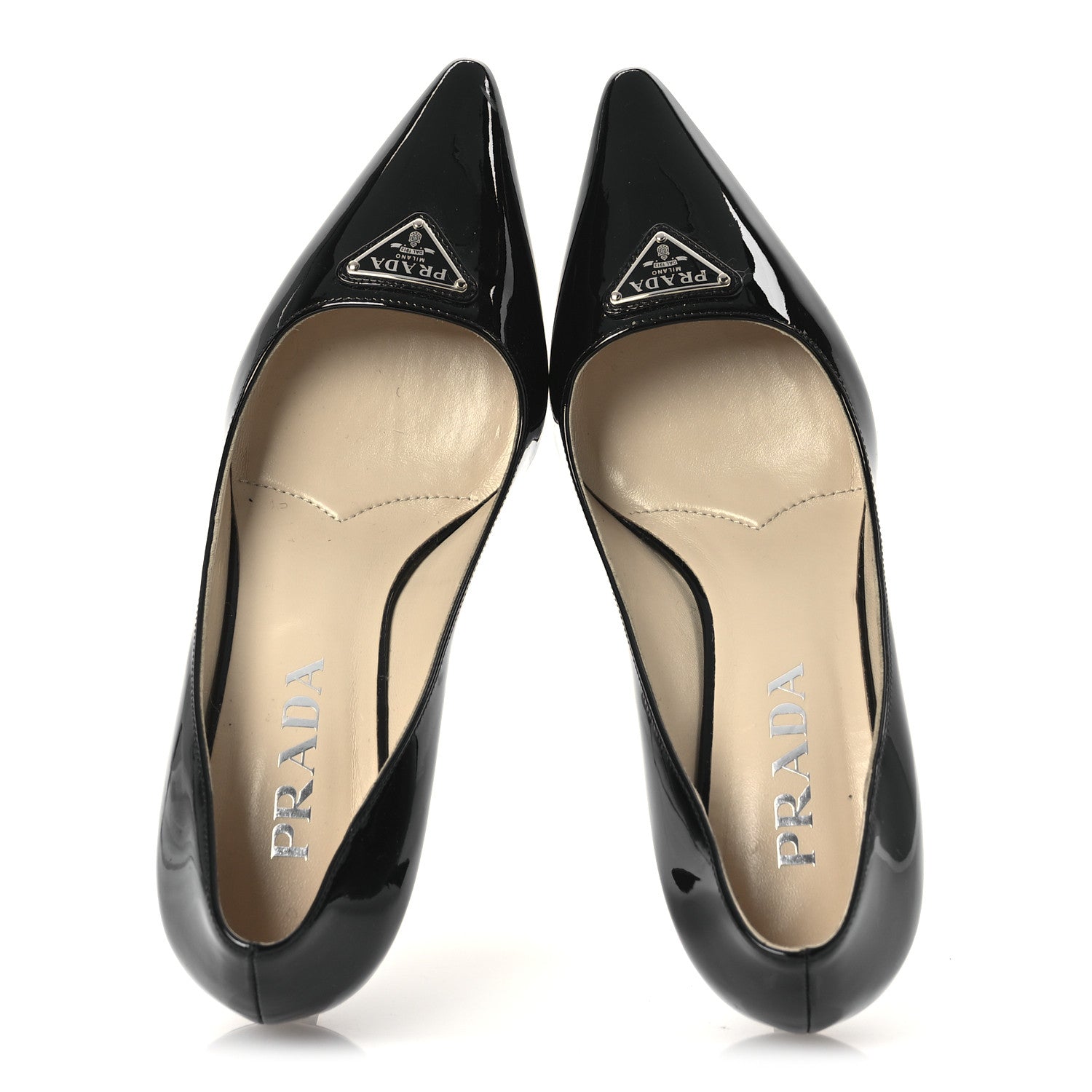 Prada Spazzolato Triangle Pointed Toe Pumps 35 Black 2 of 13