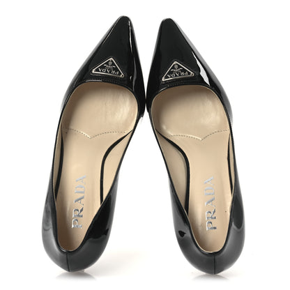Prada Spazzolato Triangle Pointed Toe Pumps 35 Black 2 of 13