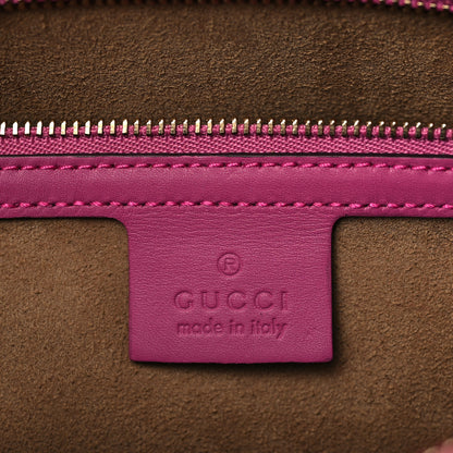 Gucci GG Supreme Monogram Medium Zippered Bucket Tote Beige Hibiscus Red New Rosette 6 of 7