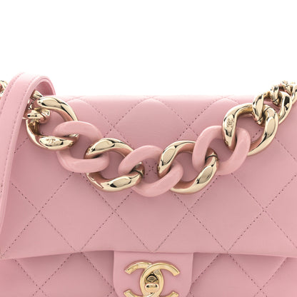 Chanel Lambskin Quilted Resin Bi-Color Chain Flap Bag Pink 8 of 11
