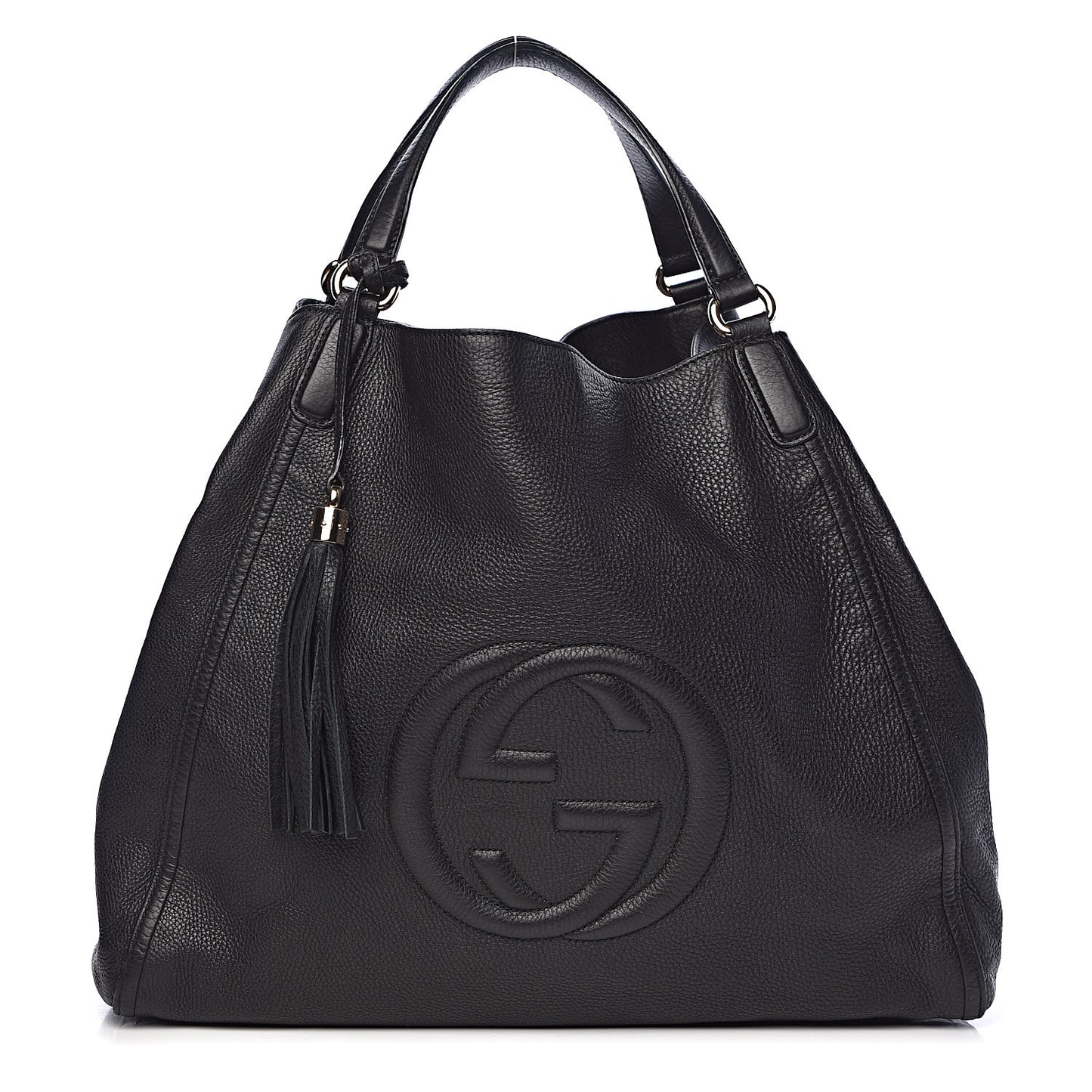 Pebbled Calfskin Large Soho Shoulder Bag Black