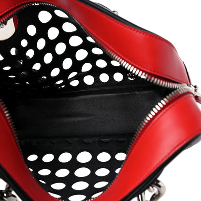 Prada City Calfskin Perforated Chain Shoulder Bag Black Lacca 7 of 12