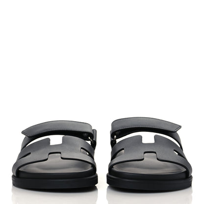 Hermes Calfskin Womens Chypre Sandals 37 Black 2 of 9