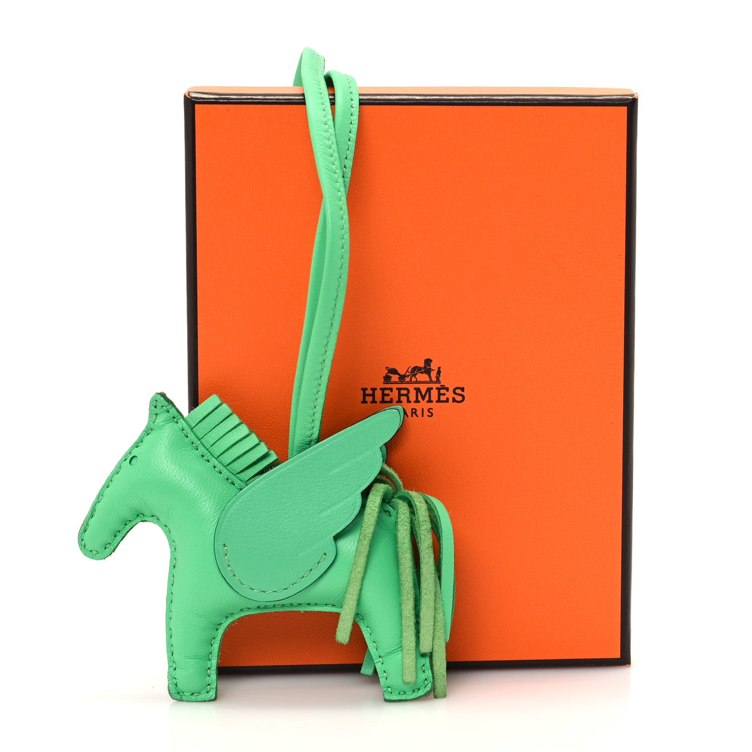 Hermes Milo Lambskin Grigri Rodeo Pegase Horse Bag Charm PM Vert Comics 6 of 6