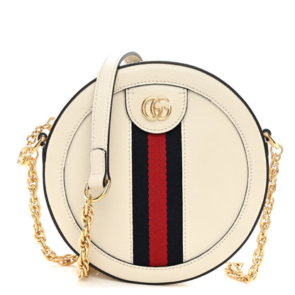 Gucci Textured Calfskin Web Mini Ophidia Round Shoulder Bag Mystic White 1 of 13