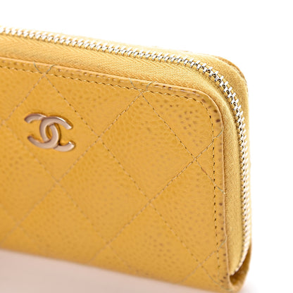 Chanel Caviar Quilted Zip Coin Purse Yellow 10 of 14