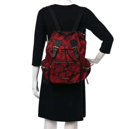 Burberry Nylon Python Print Medium Rucksack Backpack Burgundy Red 2 of 8