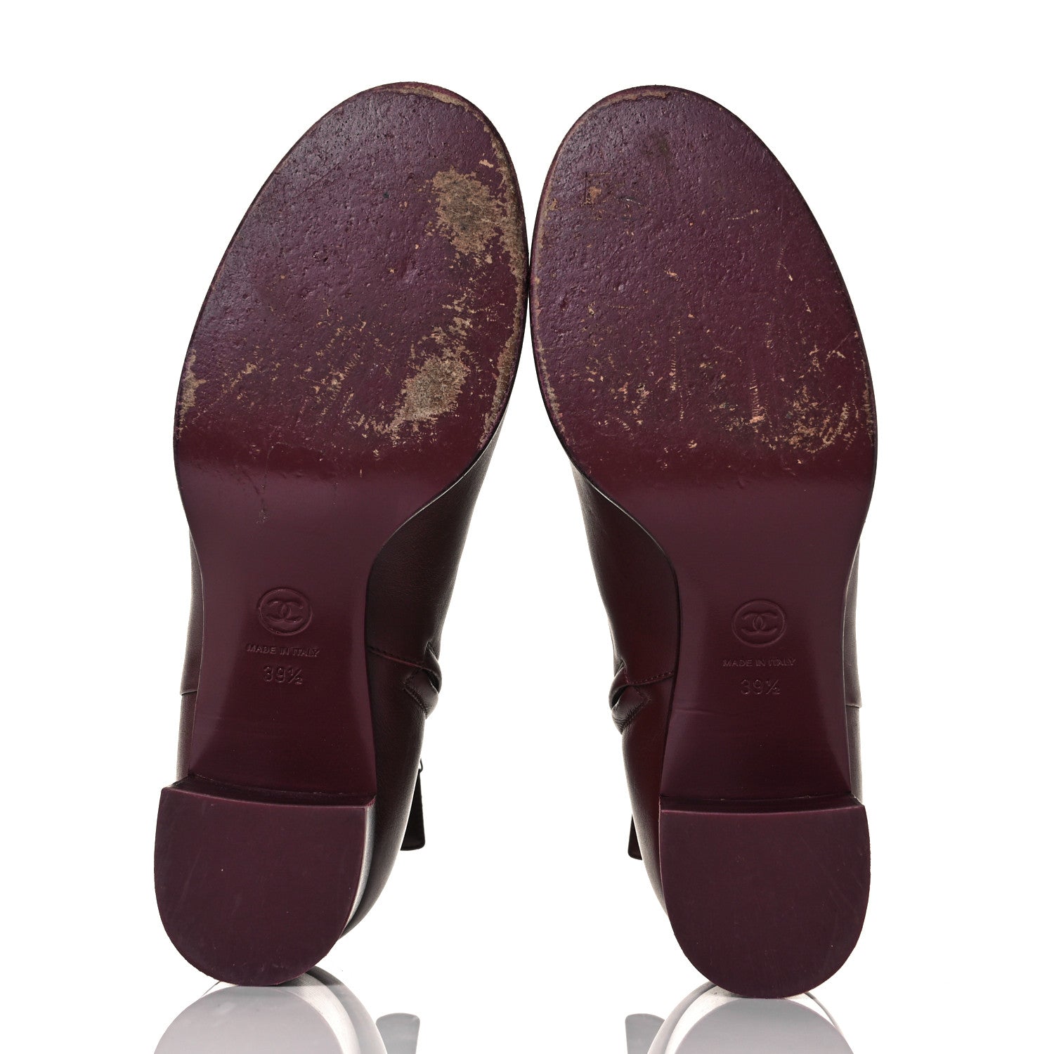 Chanel CC Ankle Boots 39.5 Burgundy 6 of 9