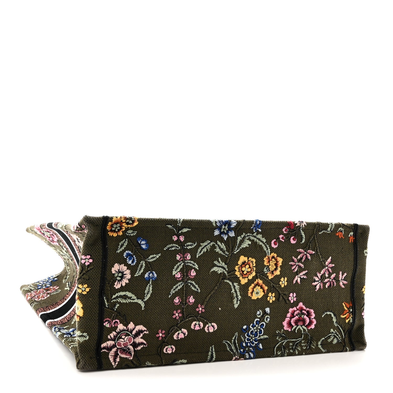 Christian Dior Canvas Embroidered Large Petites Fleurs Book Tote Green Multicolor 4 of 10