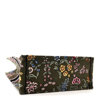 Christian Dior Canvas Embroidered Large Petites Fleurs Book Tote Green Multicolor 4 of 10