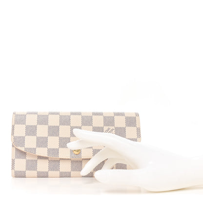 Louis Vuitton Damier Azur Emilie Wallet Rose Ballerine 2 of 7