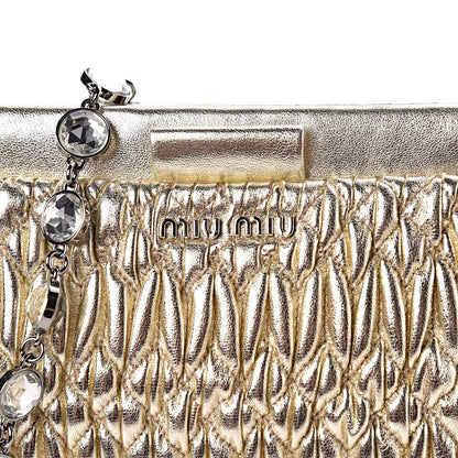 Miu Miu Metallic Nappa Matelasse Crystal Shoulder Bag Pirite 10 of 10