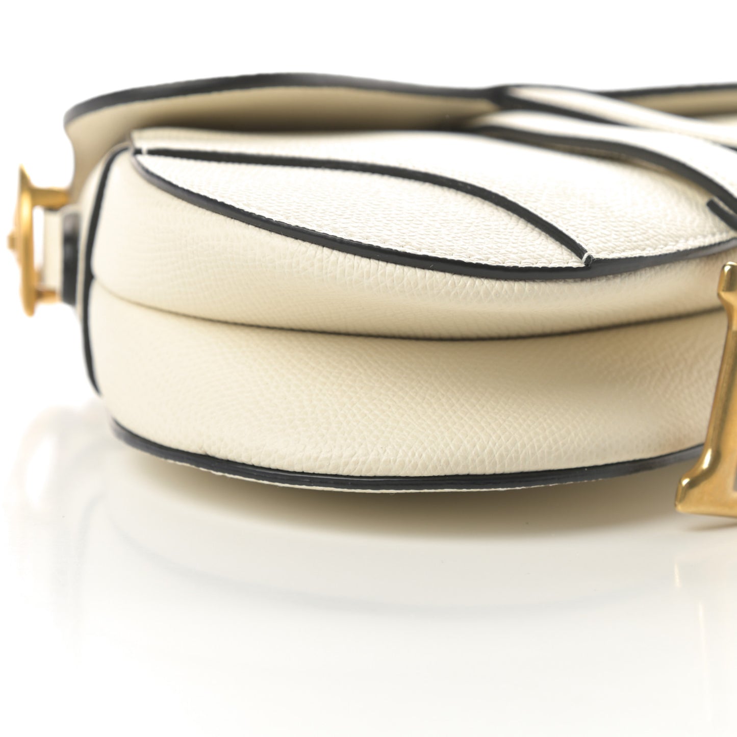 Grained Calfskin Mini Saddle Bag White