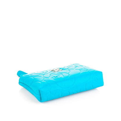 Chanel Lambskin Camellia O Key Holder Turquoise 4 of 7