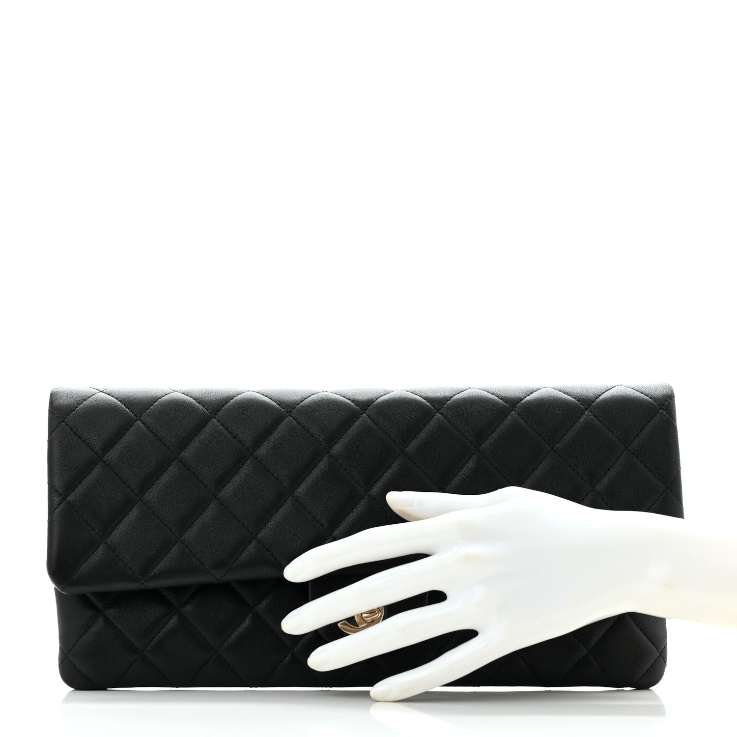 Chanel Lambskin Quilted Flap Clutch Black 2 of 12