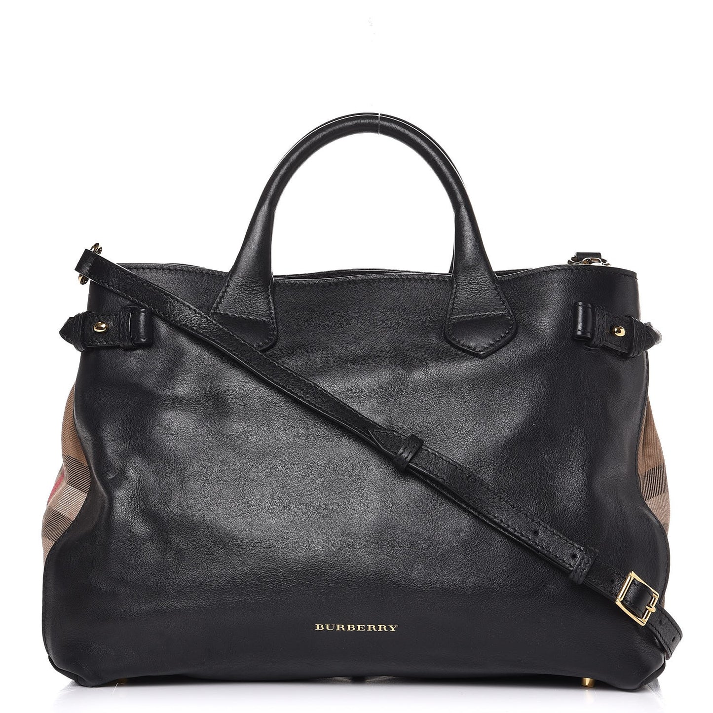 Smooth Calfskin Medium Banner Tote Black