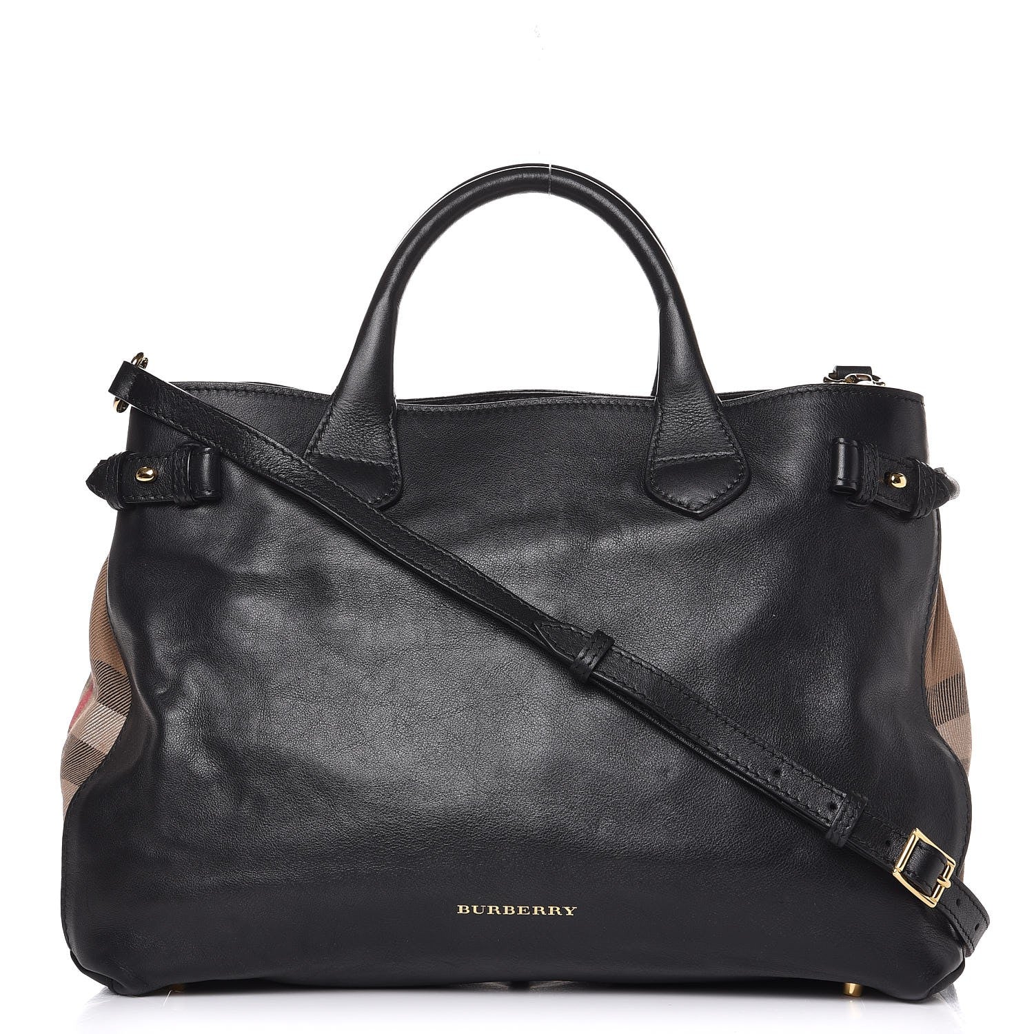 Burberry Smooth Calfskin Medium Banner Tote Black 1 of 13