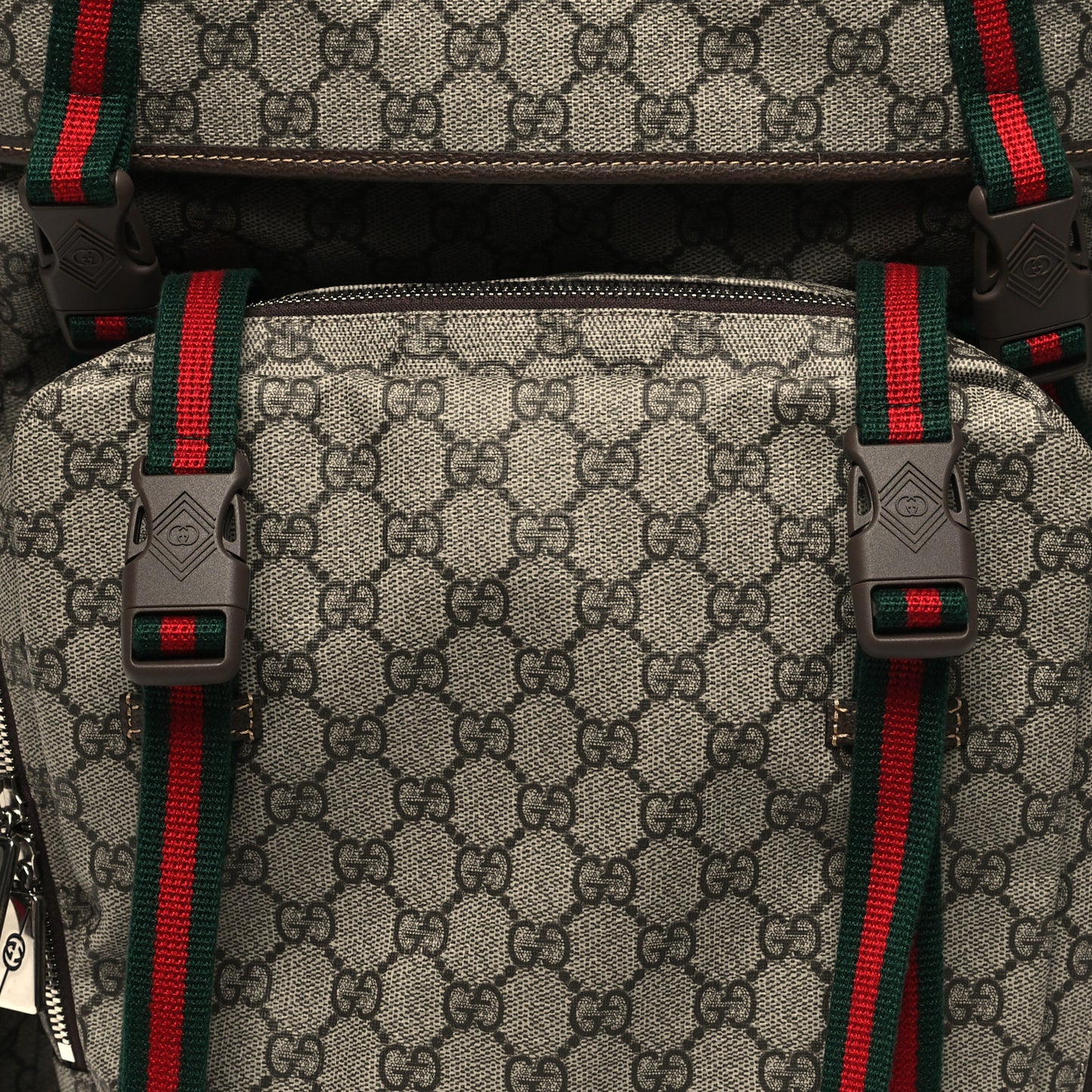 GG Supreme Monogram Web Backpack Beige Ebony