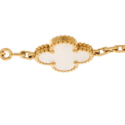 Van Cleef & Arpels 18K Yellow Gold Mother of Pearl 5 Motifs Vintage Alhambra Bracelet 3 of 5