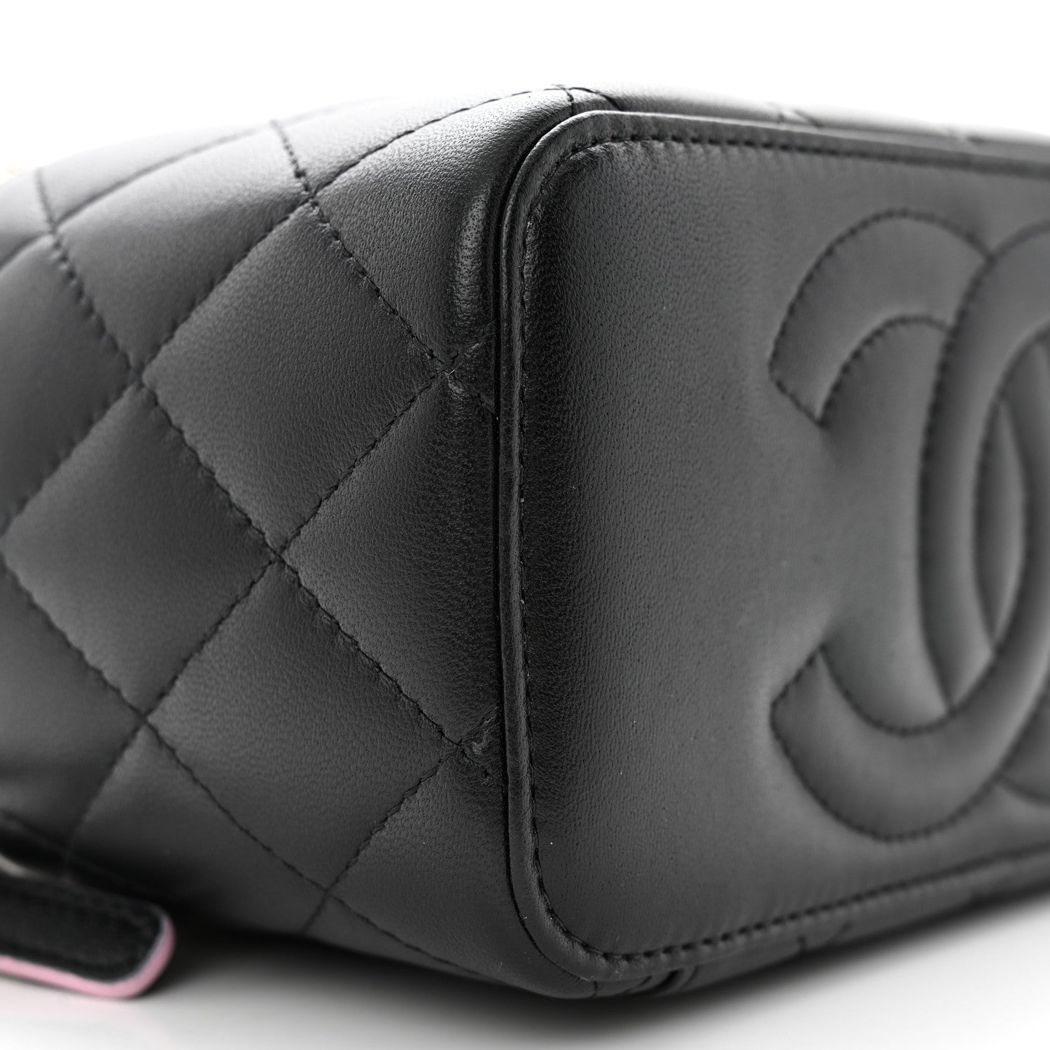 Chanel Lambskin Quilted Small Top Handle Vanity Case With Chain Black Lilac 9 of 13