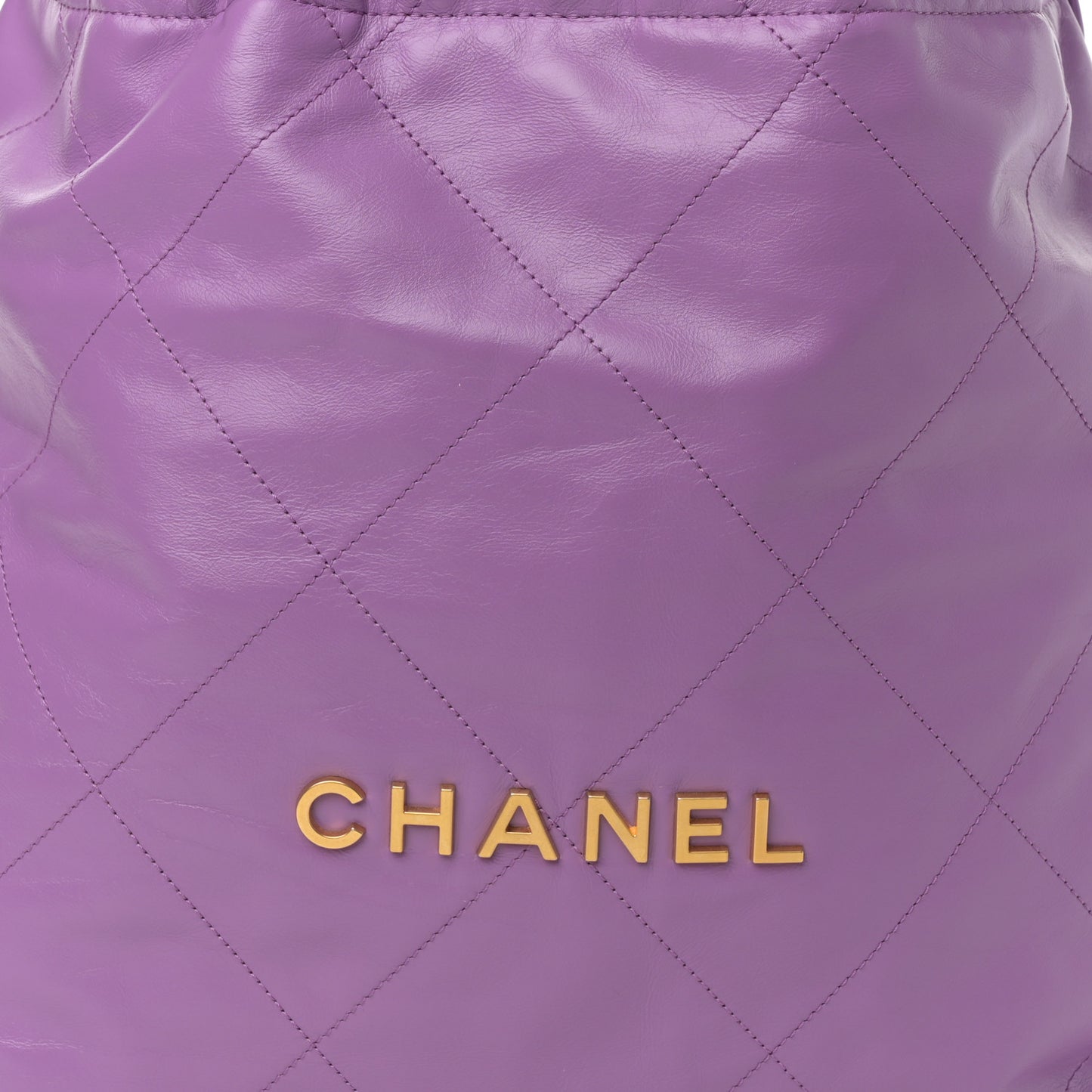 Shiny Calfskin Quilted Chanel 22 Purple