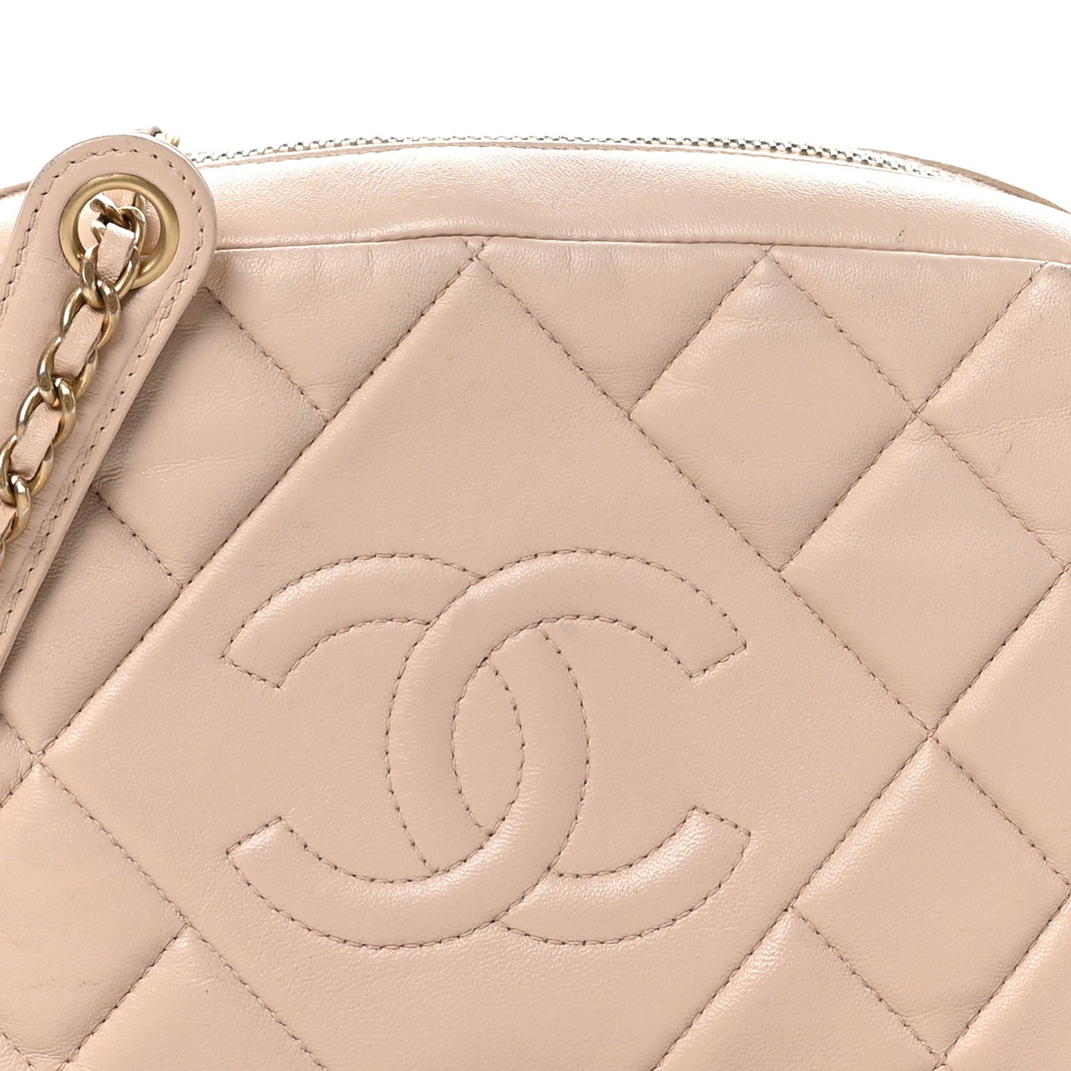 Chanel Lambskin Quilted Small Diamond CC Camera Case Beige 8 of 12