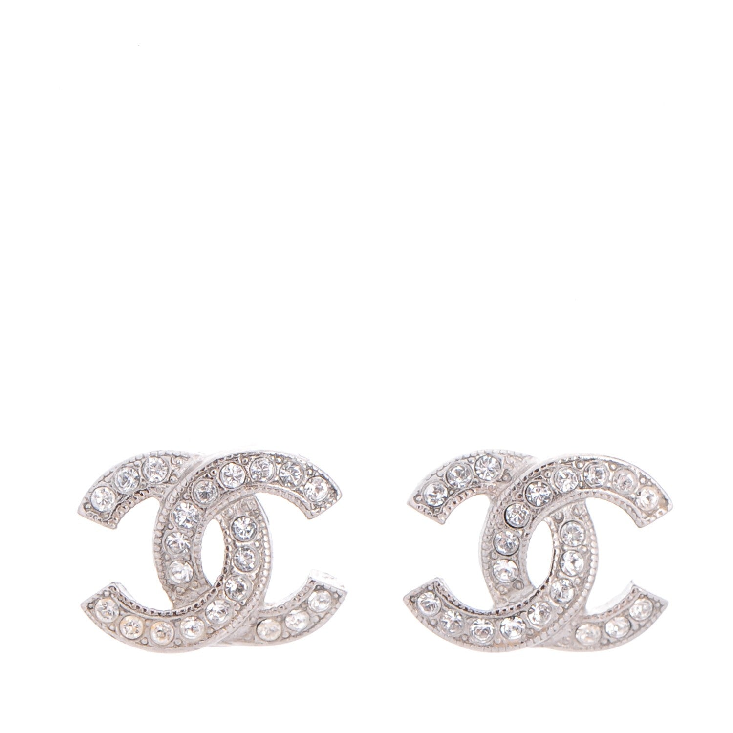 Chanel Crystal CC Earrings Silver 1 of 5