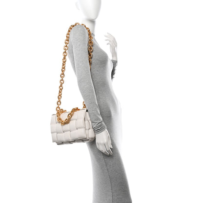 Bottega Veneta Lambskin Maxi Intreccio Padded Chain Cassette Crossbody Bag White 2 of 12