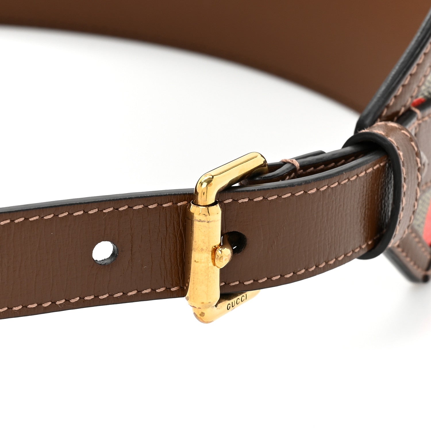 Gucci GG Supreme Monogram Equestrian Wide Belt 85 34 Brown Multicolor 3 of 5