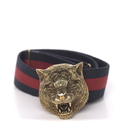 Gucci Web Feline Buckle Belt 70 28 Blue Red 1 of 5