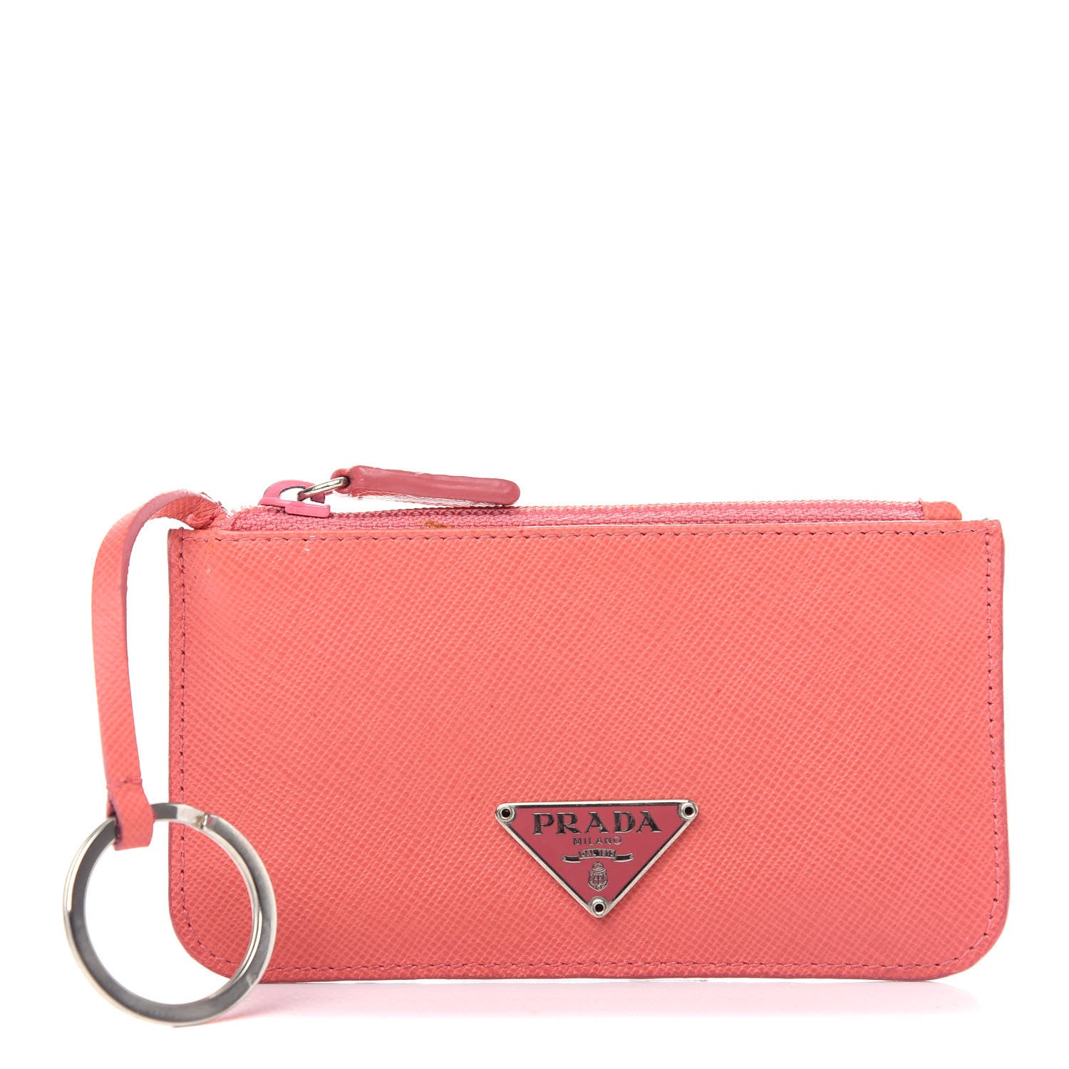 Prada Saffiano Zip Keychain Fragola 1 of 6