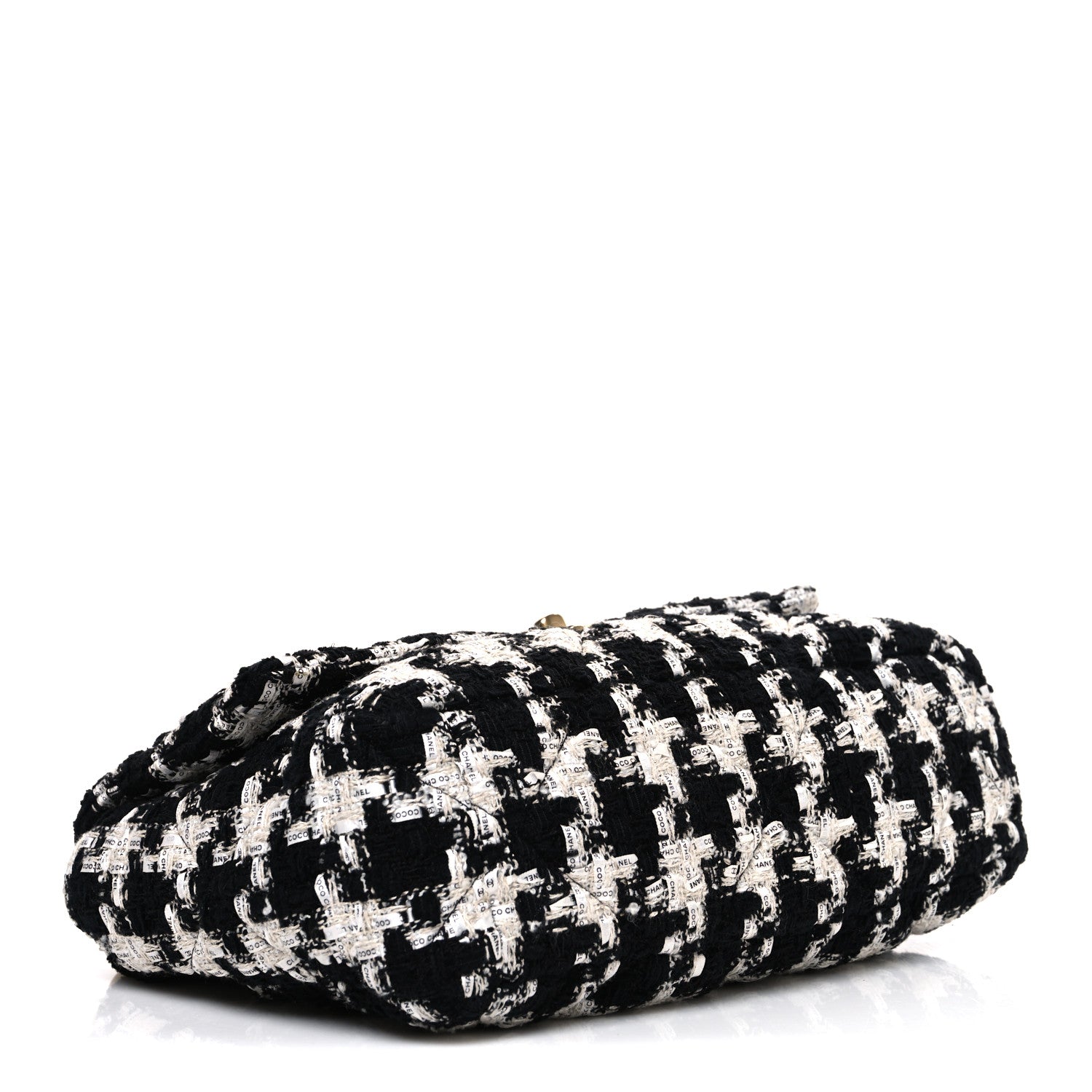 Chanel Tweed Quilted Large Chanel 19 Flap Black Ecru White 3 of 9