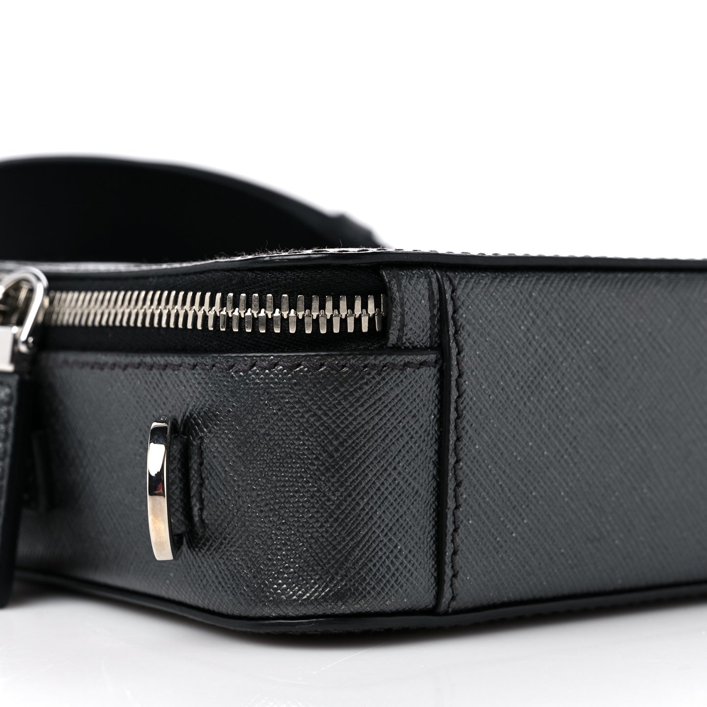 Saffiano Travel Small Brique Top Handle Crossbody Bag Anthracite Gray