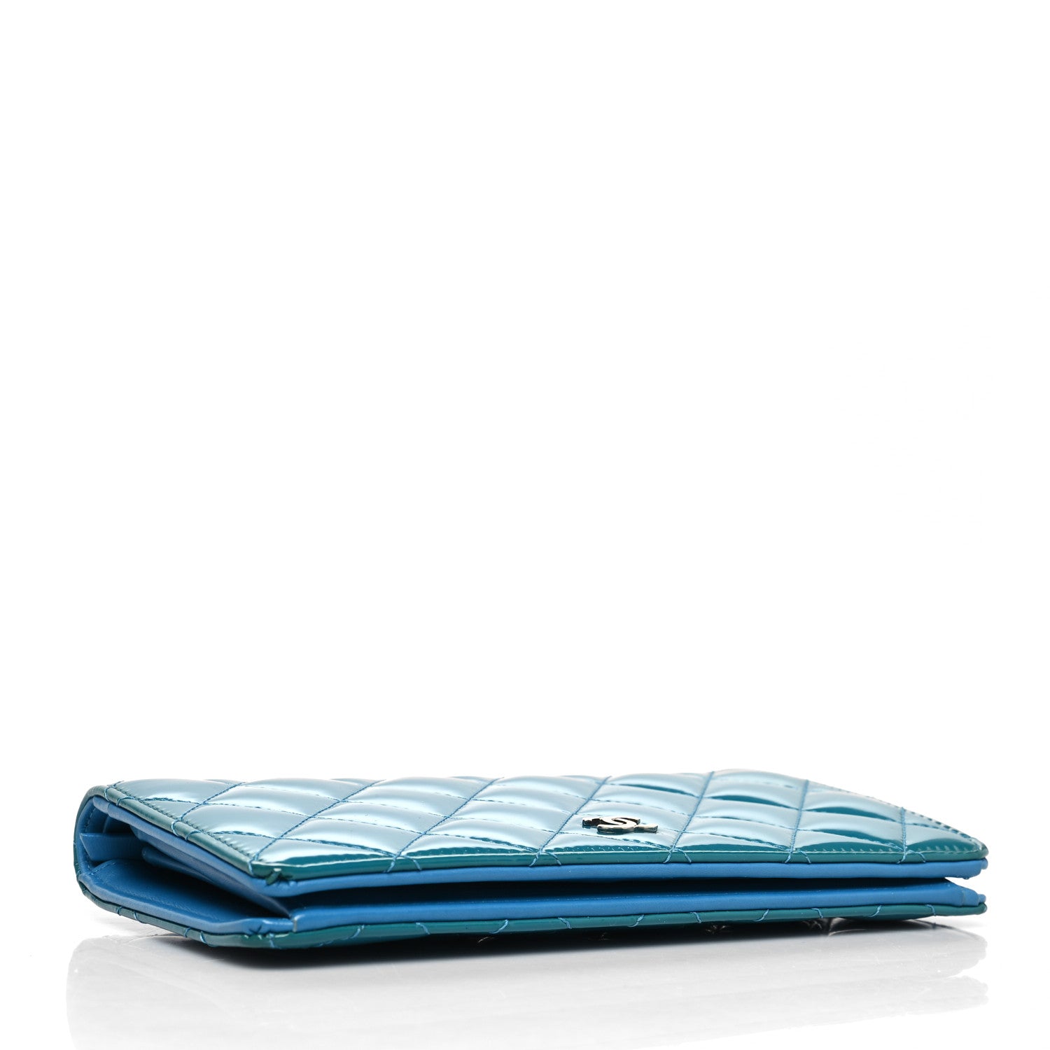 Chanel Patent Calfskin Quilted Yen Wallet Blue 4 of 11